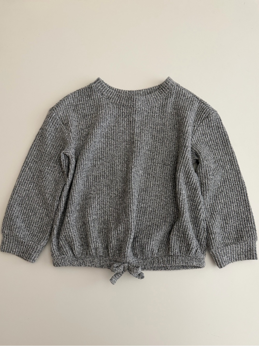 Cat & Jack Heather Gray Tie-Hem Crewneck Sweater